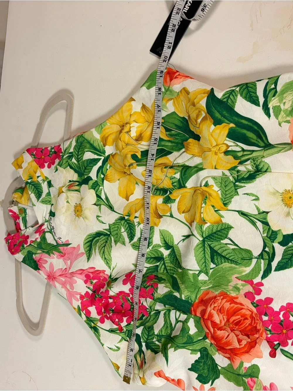 Karl Lagerfeld Women's Floral Halter Dress in White, Yellow, Pink, Green Size 14